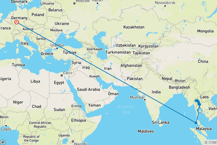 Karte von Rundreise & Baden Thailand (inkl Flug)