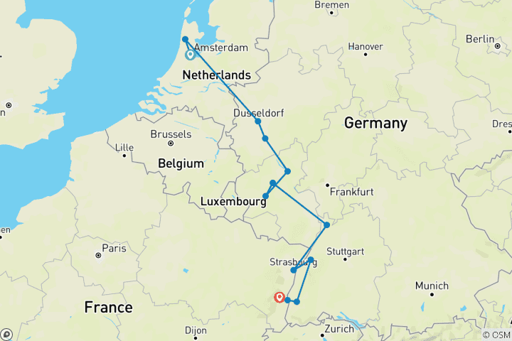 Mapa de Joyas del Rin 2026 - 8 Días (from Amsterdam to Colmar)