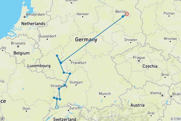 Map of The Majestic Rhine & Berlin 2026 - 11 Days (from Basel to Berlin)