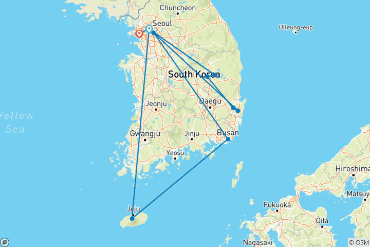 Map of Best of South Korea Small Group Journey
