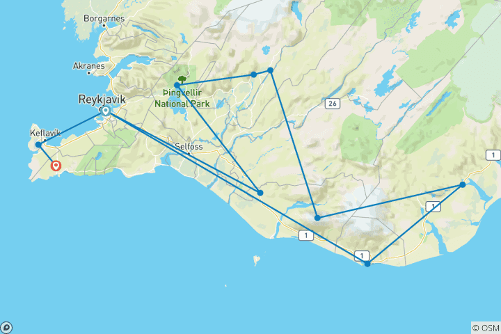 Carte du circuit Aurore boréale d'Islande