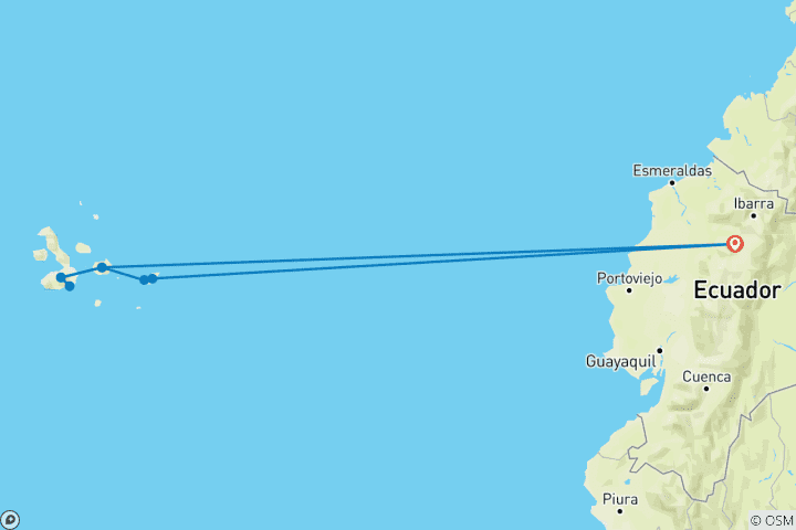 Map of Galapagos Discovery (9 destinations)