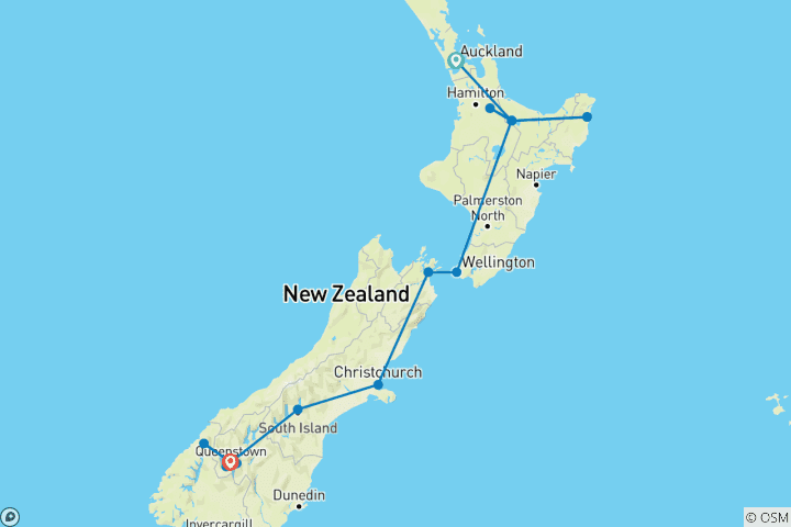 Carte du circuit La Nouvelle-Zélande classique