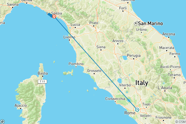 Map of Cinque Terre Escape from Rome