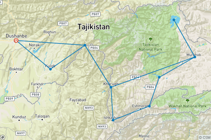 Map of Founders’ Tour – Borderlands of the Pamir
