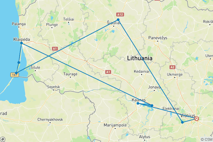 Map of Lithuania - the Magic of the Baltic Sea, National Park and UNESCO Monuments