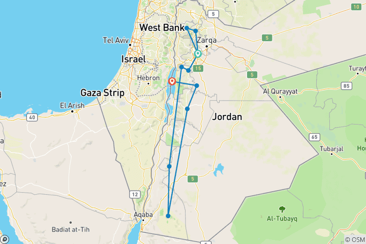 Carte du circuit Les merveilles intemporelles de la Jordanie - 6 jours