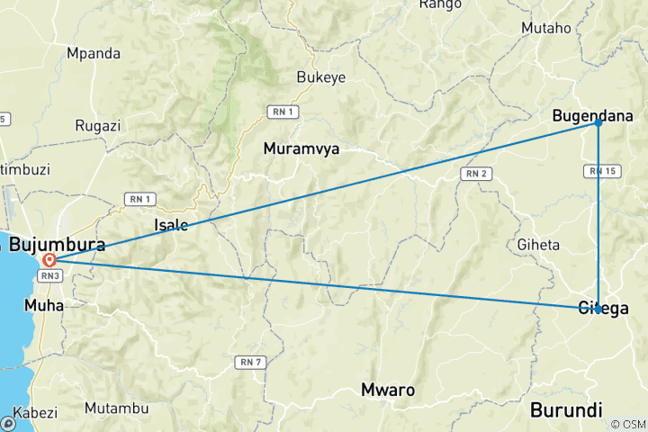 Map of Burundi Highlights: 10-Day Adventure Itinerary