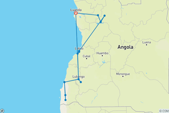 Karte von Angola: Höhepunkte
