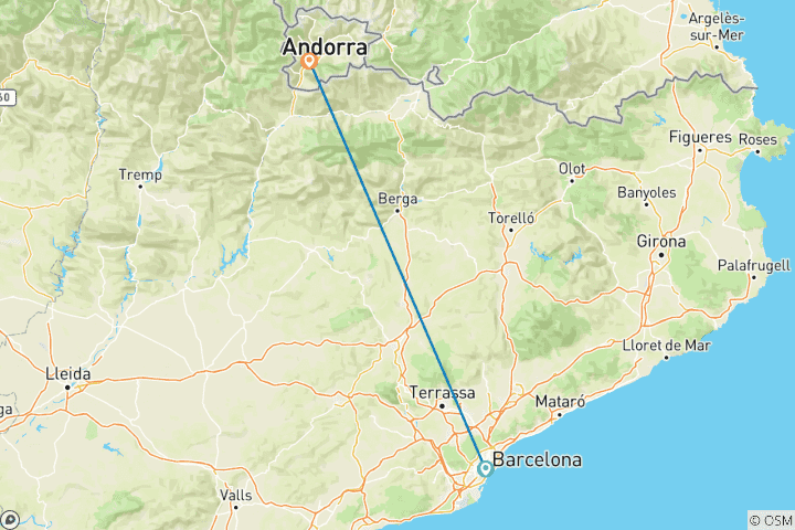 Carte du circuit Week-end de neige en Andorre depuis Barcelone