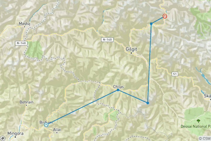 Map of Hunza Valley: The Real Shangri-La — 5-Day Karakoram Highway & Baltit Fort Tour