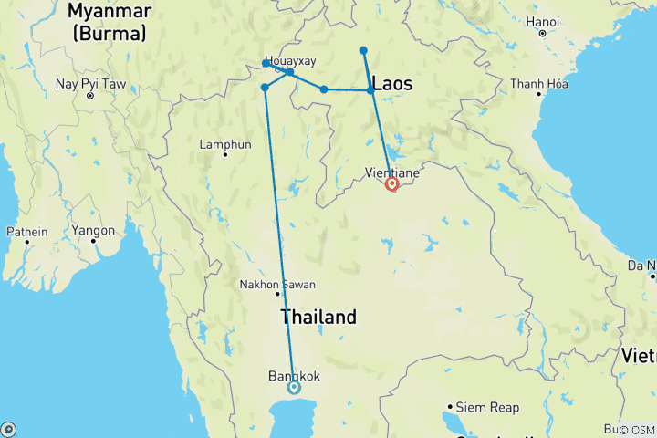 Kaart van Mekong Odyssey: 15 dagen in het paradijs