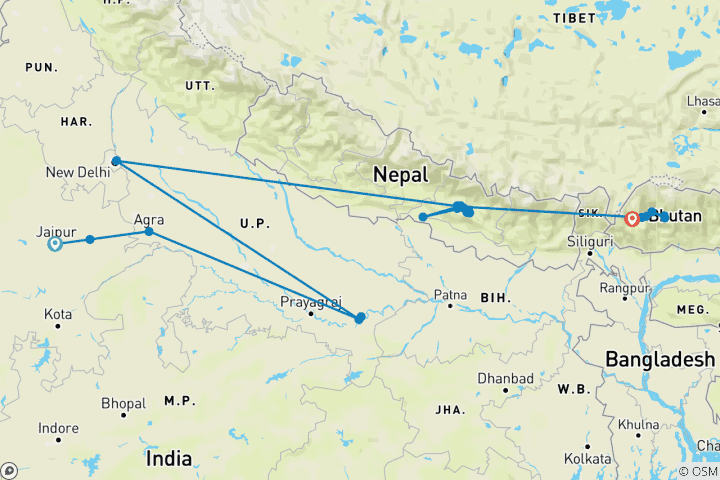 Map of Signature: India, Nepal & Bhutan, Taj Mahal, Himalayas & Tiger's Nest National Geographic