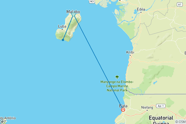 Map of Equatorial Guinea Discovery: 9-Day Rainforest, Beaches & Cultural Expedition