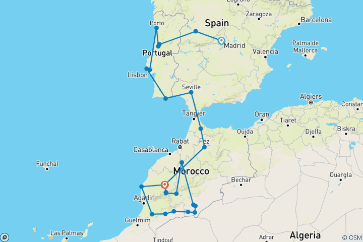 Map of Spain, Portugal & Morocco (including Draa Valley)
