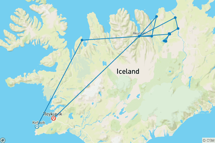 Carte du circuit Découvrir le nord de l'Islande 🏞.