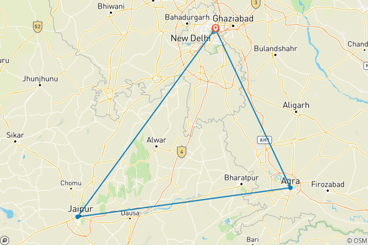 Map of India's Golden Triangle – Boutique Group Experience