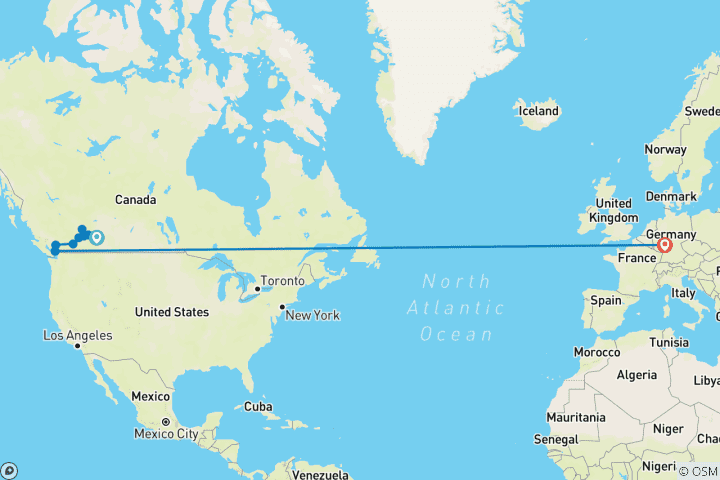 Karte von Kleingruppen-Rundreise West Kanada