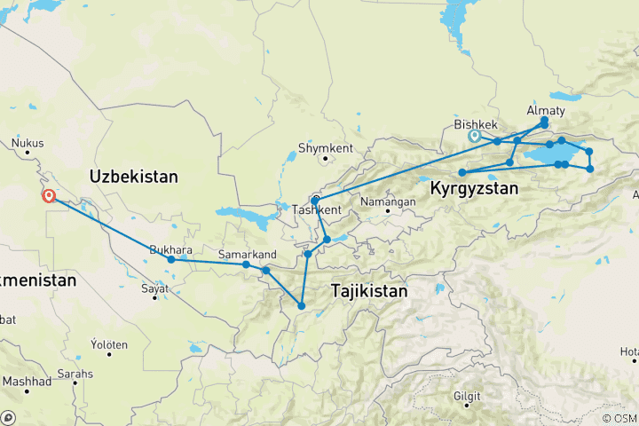 Map of 18-day The Best of Central Asia