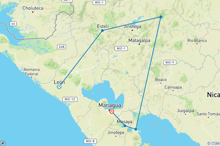 Map of 8 days Nicaragua's Jewelry
