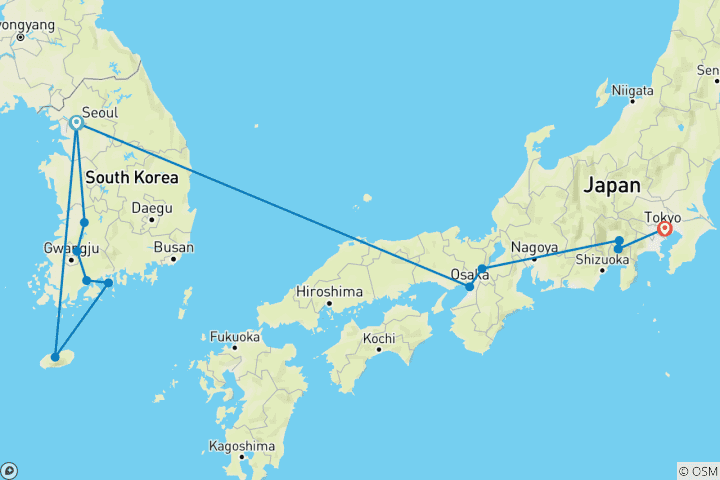 Carte du circuit De Séoul à Tokyo : les incontournables de la Corée et du Japon