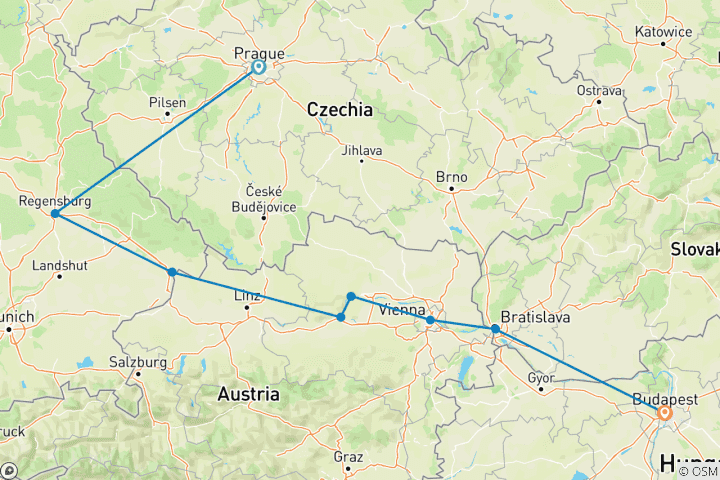 Kaart van De prachtige Donau & Praag (2028, van Praag naar Boedapest)