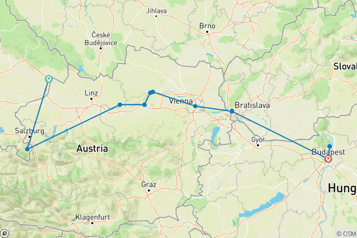 Mapa de Una Navidad y un Año Nuevo mágicos (2028) (De Passau a Budapest, 2028)