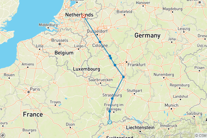 Kaart van Kastelen langs de Rijn (2028) (van Bazel naar Arnhem, 2028)