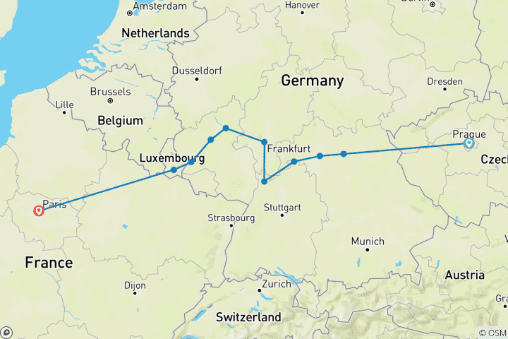 Mapa de París, Praga y los tesoros ocultos de Alemania (2028, de Praga a París)