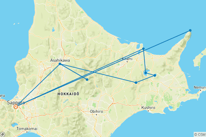 Map of Active Japan: Hokkaido's Wild Trails & Volcanic Onsens