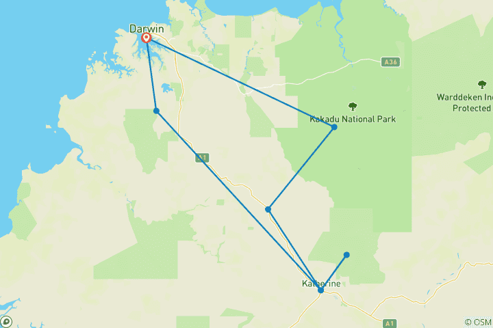 Map of Top End & Kakadu Adventure (8 destinations)