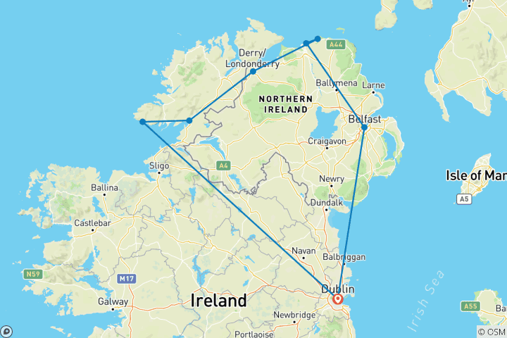 Carte du circuit Les deux Irlande – un voyage