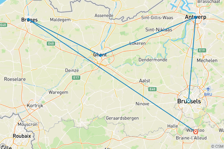 Map of The Kingdom of Chocolate, Waffles and Beer or a Journey Through Belgium