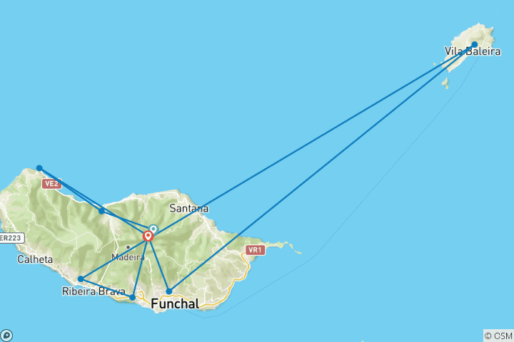 Carte du circuit Évasion vers l'Atlantique : Madère et Porto Santo