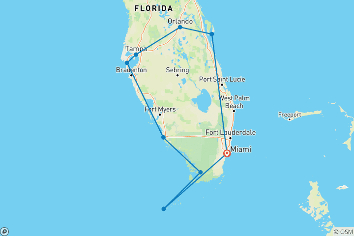Carte du circuit La Floride – Soleil, aventures et moments inoubliables