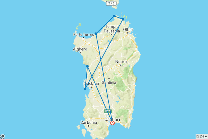 Carte du circuit La Sardaigne, terre d'aventures (pas seulement pour les familles avec enfants)