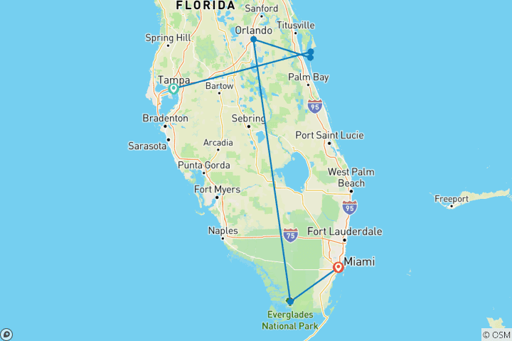 Carte du circuit Court séjour en famille en Floride