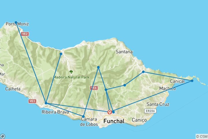 Map of Geluxe: Madeira: Pico do Arieiro, Fanal Forest & Porto Moniz