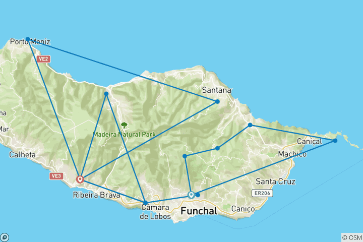 Carte du circuit Geluxe : Madère : Pico do Arieiro, la forêt de Fanal et Porto Moniz