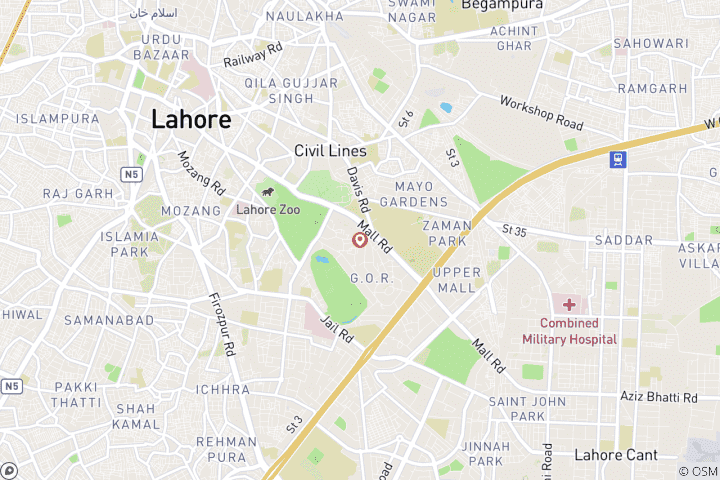 Carte du circuit Excursion d'une journée à Lahore et à la frontière de Wagah