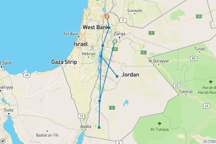 Map of Jordan Highlights: 4-Day Extension