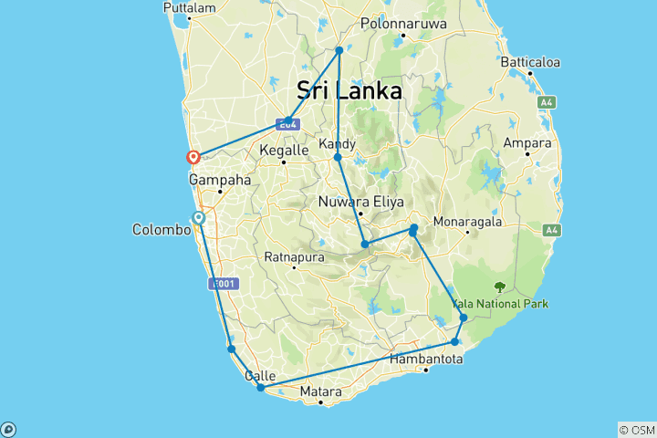 Mapa de Geluxe: Sri Lanka: safaris para ver leopardos, las tierras altas del té y templos antiguos