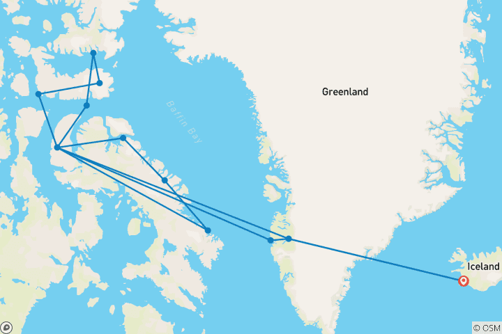 Kaart van Canadees Noordpoolgebied: wilde dieren, helikopters en de Noordwestelijke Doorvaart (Kangerlussuaq), georganiseerd door Quark