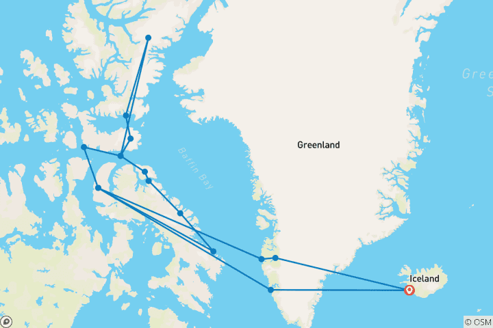 Kaart van Canadees Noordpoolgebied: wilde dieren, helikopters en de Noordwestelijke Doorvaart (Nuuk), georganiseerd door Quark