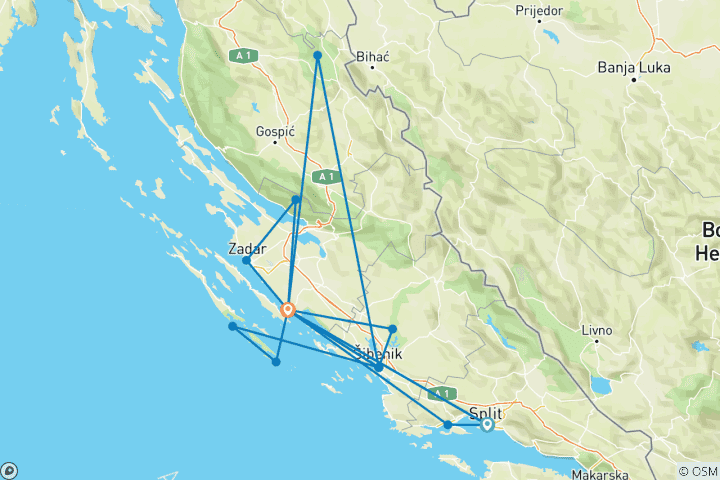 Karte von Das grüne Herz Kroatiens
