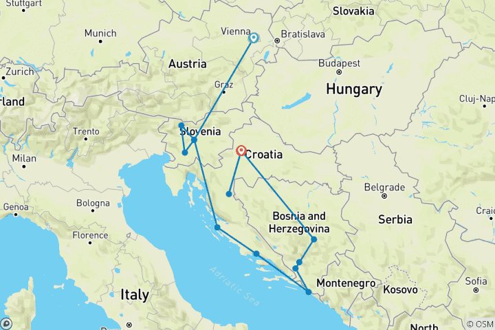 Mapa de DE LA VIENA IMPERIAL A LA COSTA DEL ADRIÁTICO - 2027