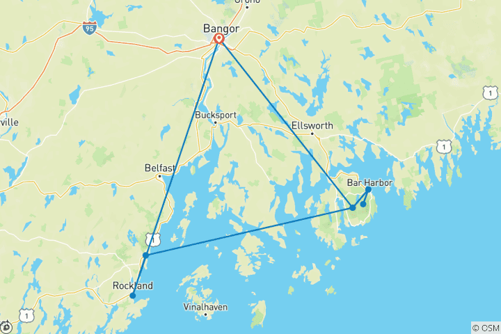 Carte du circuit Aventure dans le parc national d'Acadia
