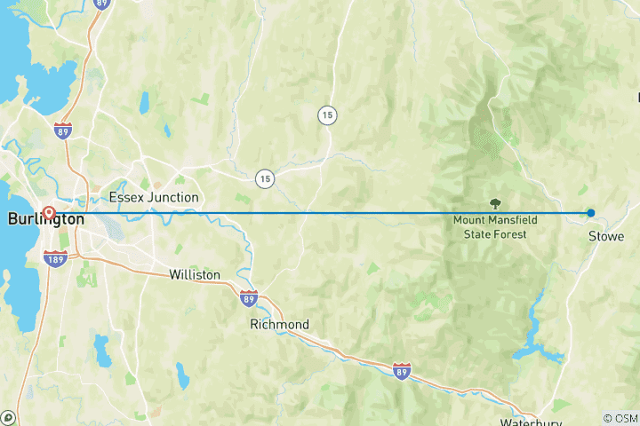 Carte du circuit Circuit à vélo de 3 jours sur la piste cyclable « Rail Trail » de la vallée de Lamoille, dans le Vermont