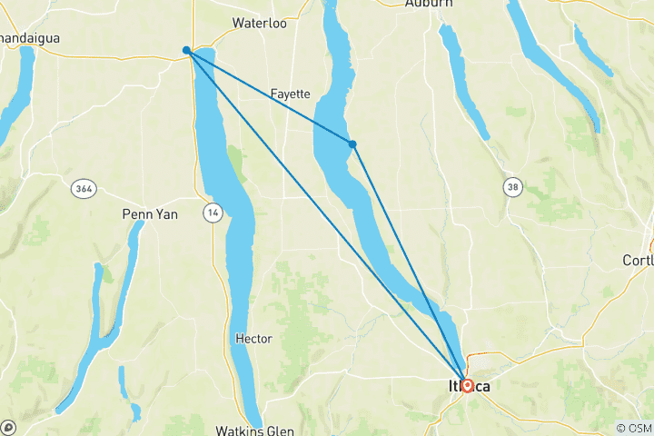 Carte du circuit Circuit cycliste panoramique de 6 jours dans la région des Finger Lakes