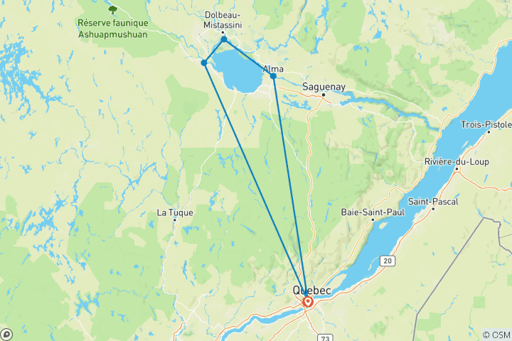 Carte du circuit Circuit à vélo de 7 jours autour du lac Saint-Jean, au Québec